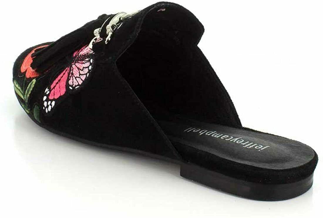 Jeffrey Campbell Women's Apfel Black Suede Tassel Slide Mules Size US 6 - SVNYFancy