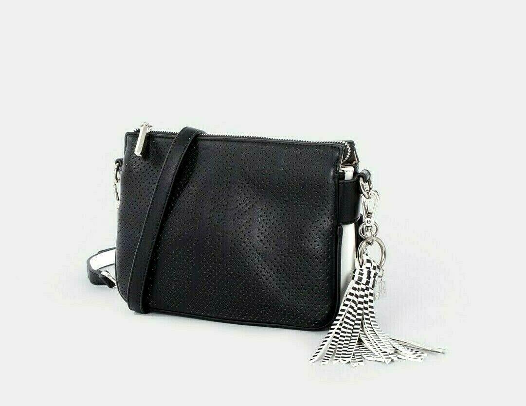 JOSEPH RIBKOFF Valencia 191958 Black White Faux Leather Crossbody Style Bag - SVNYFancy