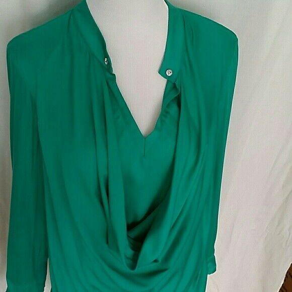 Simon Chang Womens Blouse Sea Green Size Large - SVNYFancy