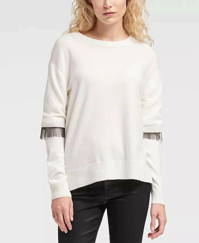 DKNY Women's Long Sleeve Chain Fringe Crewneck Sweater Size M - SVNYFancy