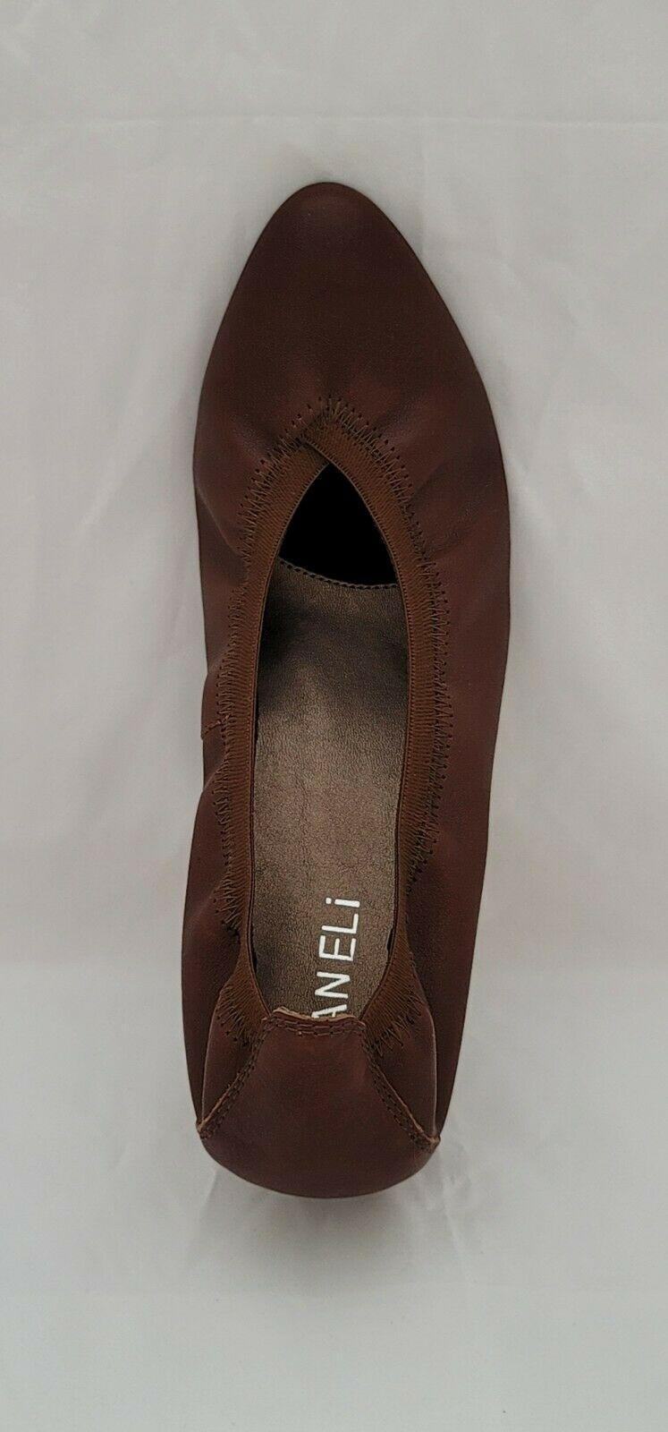 Vaneli Brown Leather Pump with Elasticized Topline Comfort Shoes US 8 M - SVNYFancy