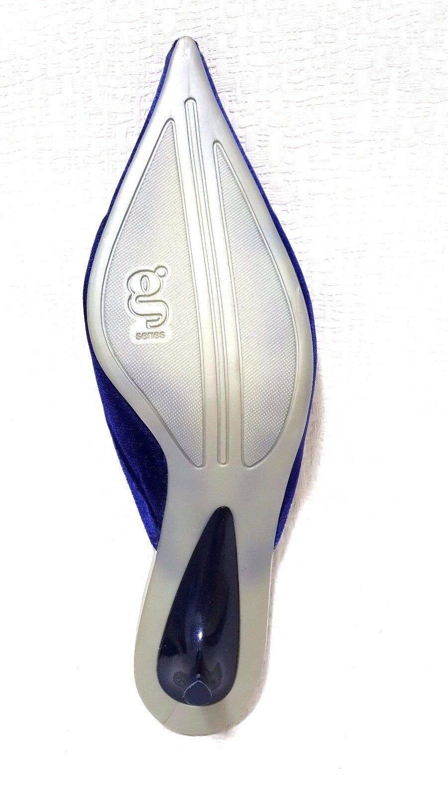 Nike Lab G series Womens Mule Kitten Heel Blue Velour with Rivets Size 7.5 - SVNYFancy