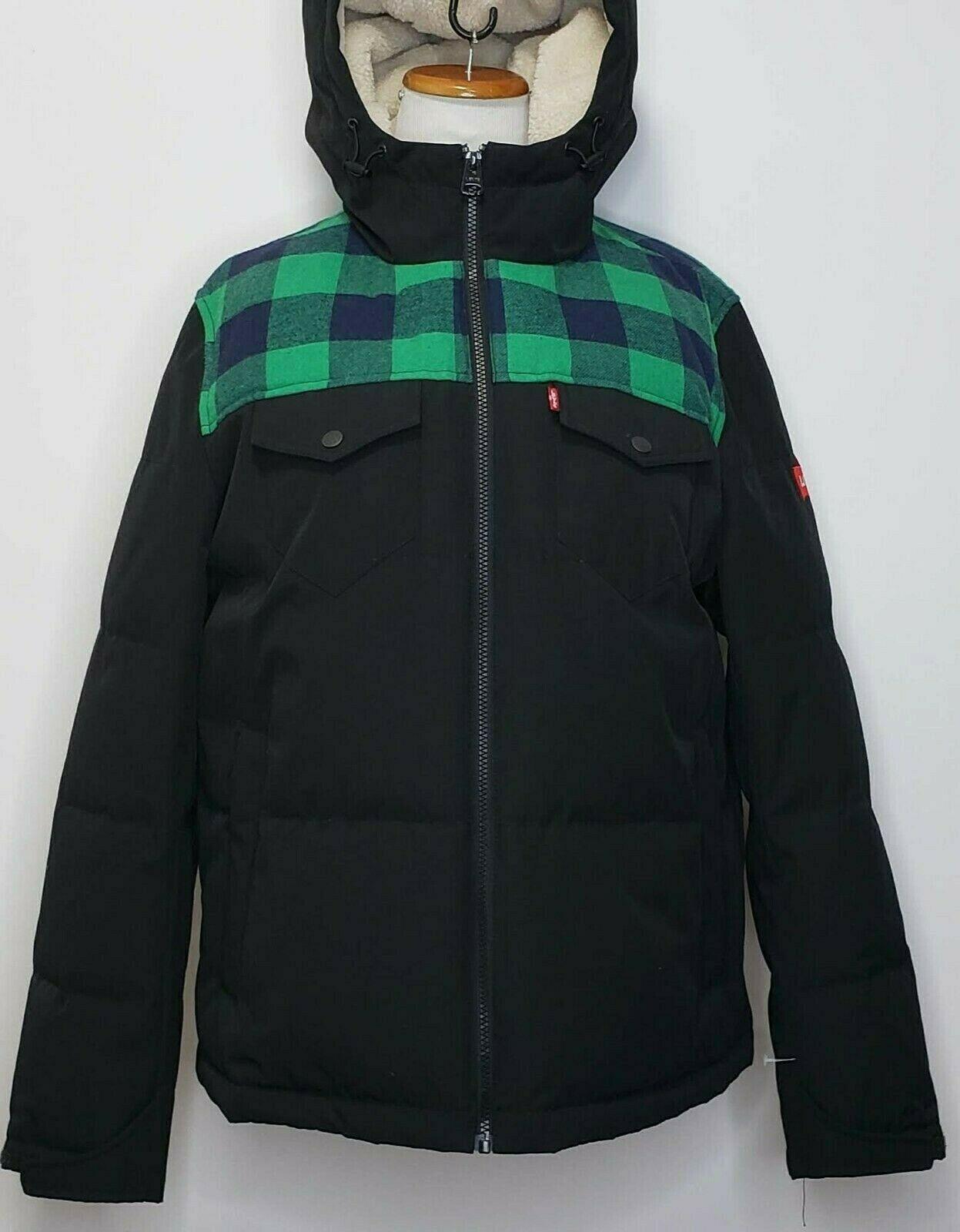 Levi's Men's Two Tone Black Green Plaid Winter Jacket Size M - SVNYFancy