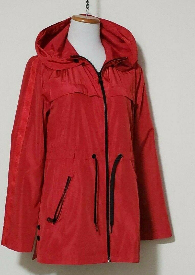 KARL LAGERFELD Womens Windbreaker Water Resistant Red Jacket Size S - SVNYFancy