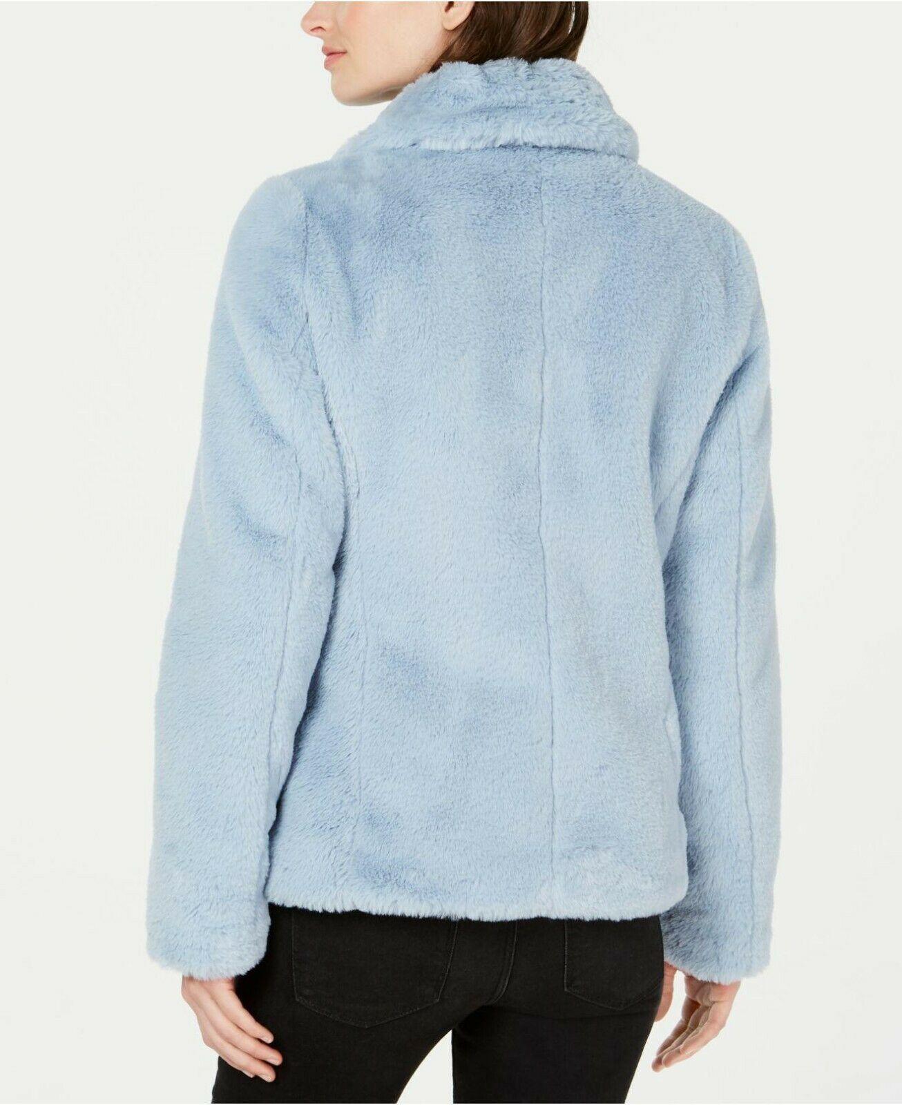 Calvin Klein Asymmetrical Faux Fur Pastel Blue Coat Plus Size 3X - SVNYFancy