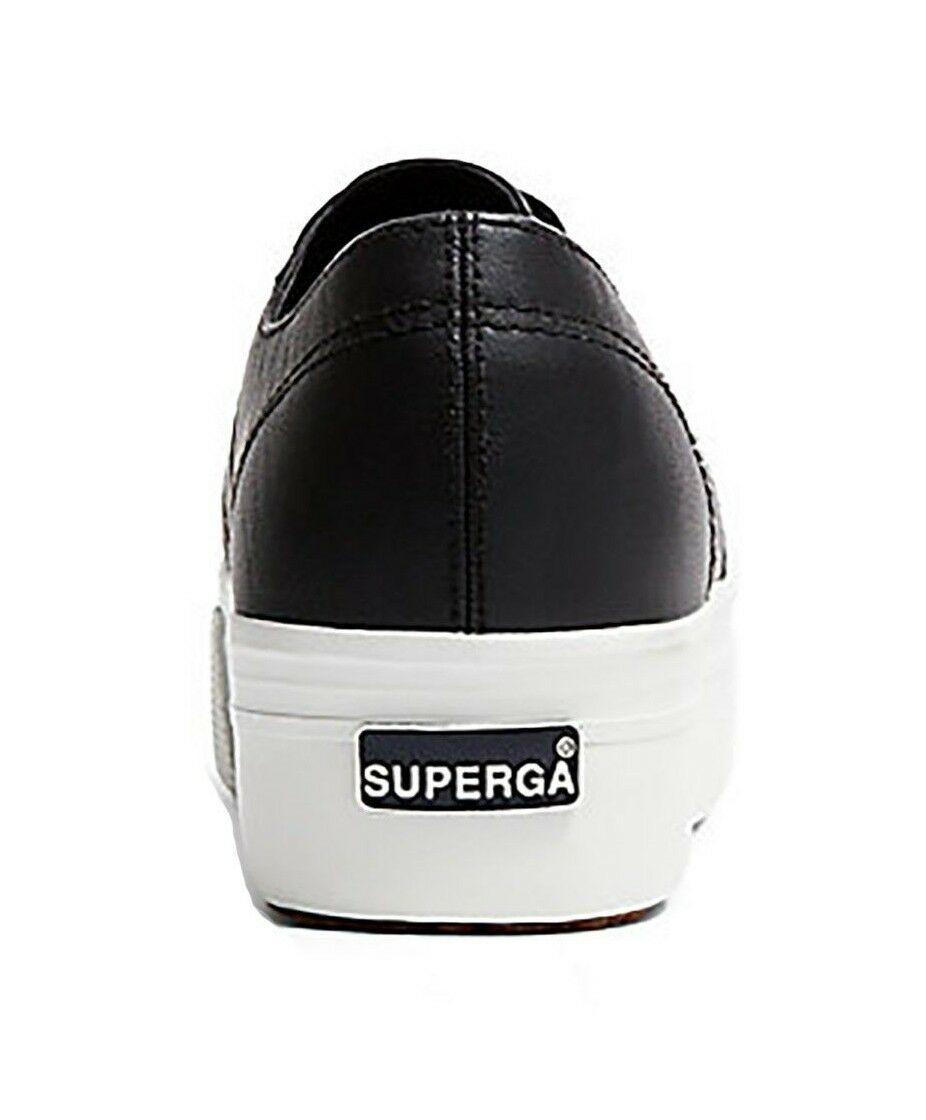 Superga Women's 2790 Black Leather Platform Fashion Sneaker Size EU 41 US 9.5 - SVNYFancy
