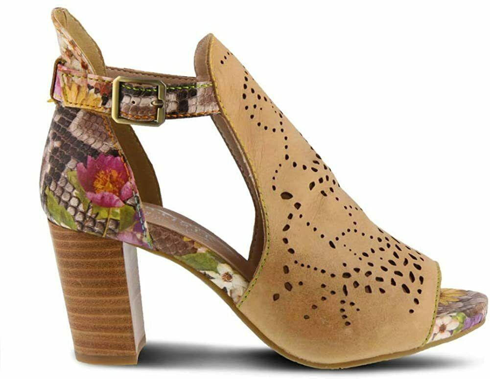 L'ARTISTE Lashonie Hand-Crafted Leather Floral Print Python Sandal Size 10.5-11 - SVNYFancy