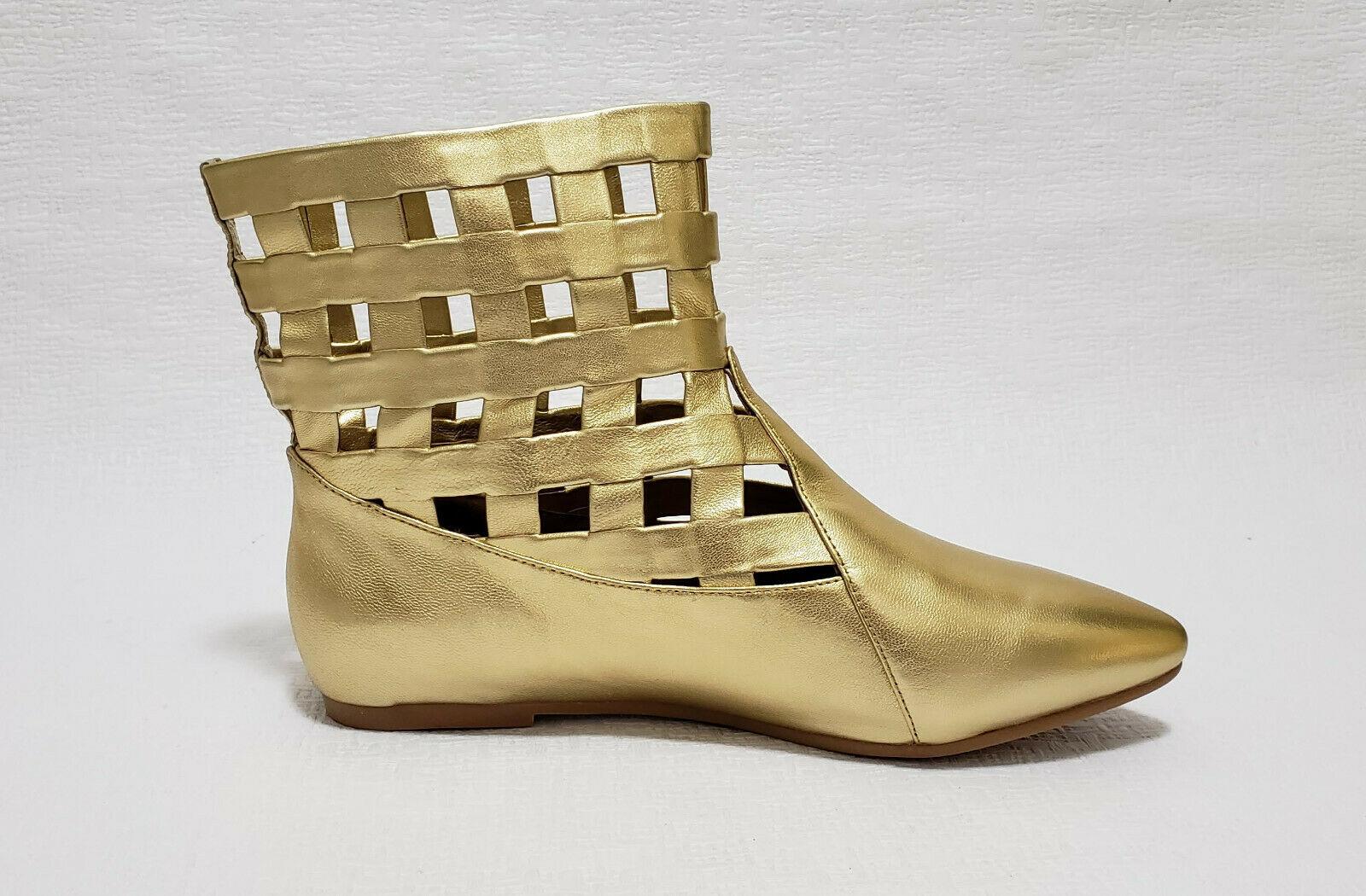 Jeffrey Campbell  Bueller Metallic Gold Womens Fashion Leather Ankle Booties US 7.5 - SVNYFancy