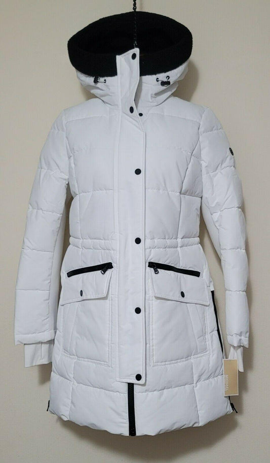 Michael Kors White Winter Jacket  Hooded Coat Size M - SVNYFancy