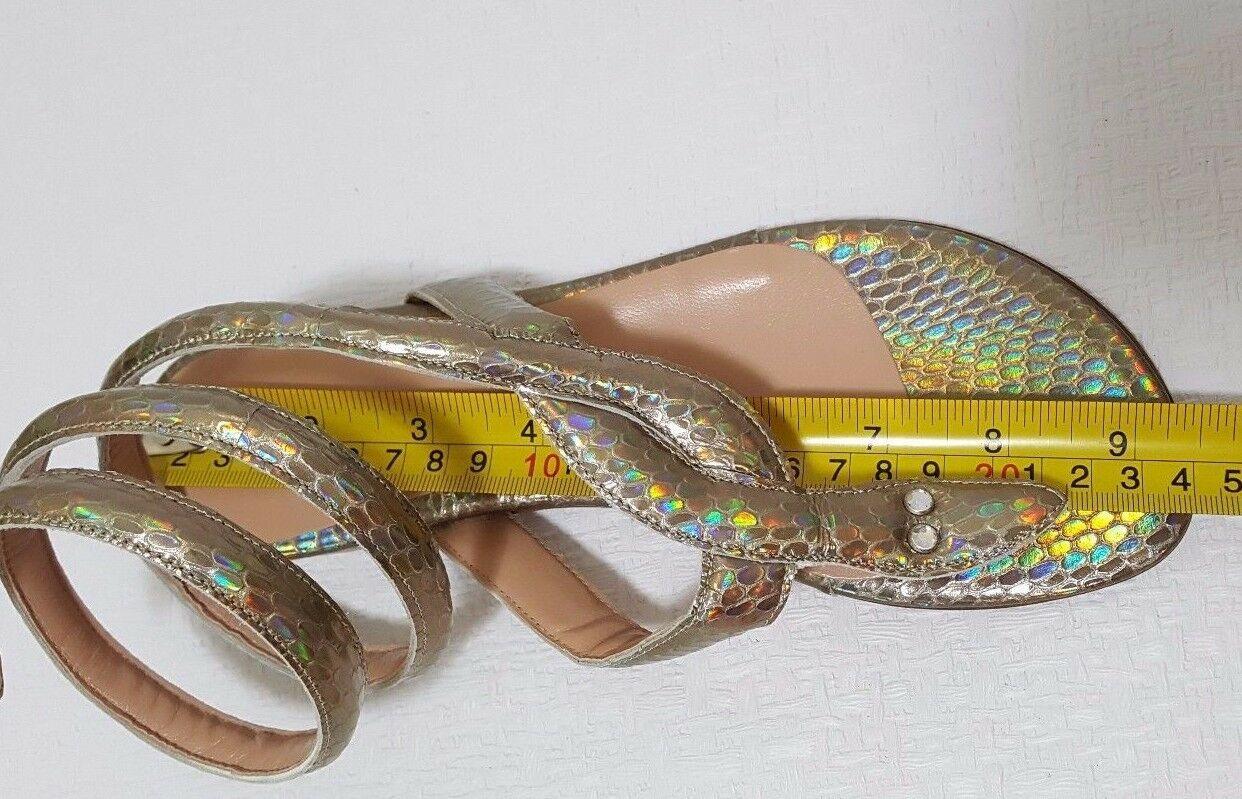 RIVIERA Women's Sandals Leather Gold Cobra Taupe Made in Italy  EU 37 US  6 - SVNYFancy
