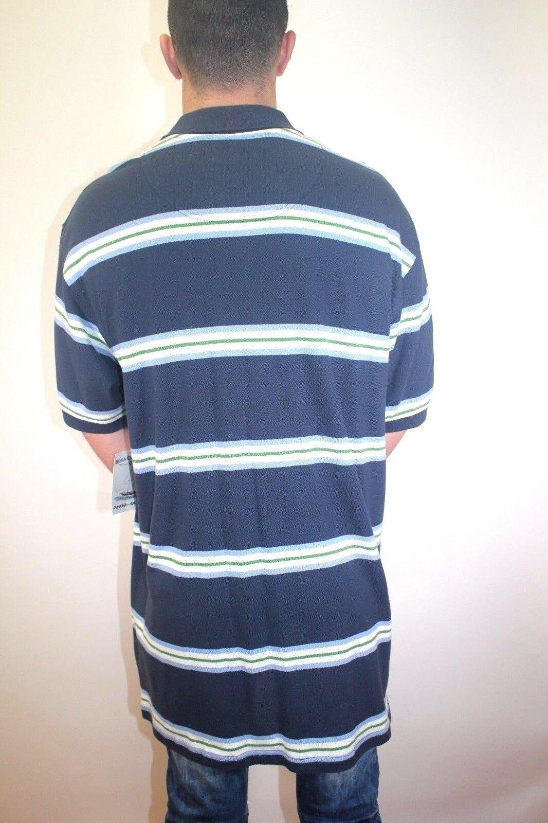 Boca Classics Polo Shirt Navy White Green Stripe Cotton Mens Size XL - SVNYFancy