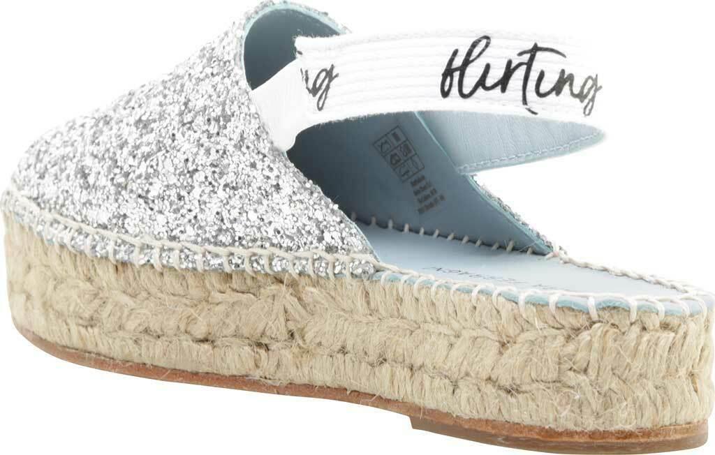 Chiara Ferragni Women's Glitter Espadrille Silver Textile Sandals Size 38 - SVNYFancy