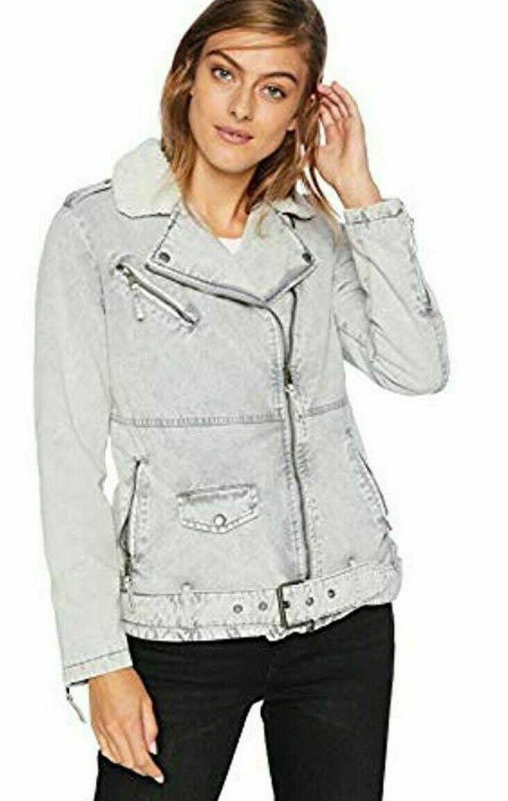 Levi's Women's Acid Wash Cotton Sherpa Oversized Moto Jacket Gray Size XL - SVNYFancy