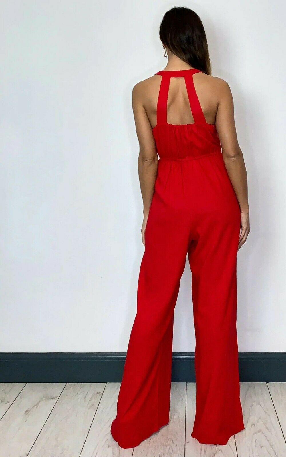 Band of Gypsies Manila Linen Blend Jumpsuit With Split Leg In Red Size M - SVNYFancy