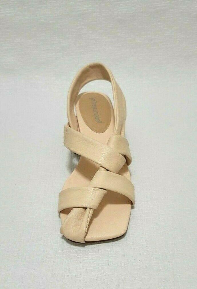 Jeffrey Campbell FRENZIE Natural Heeled Leather Sandals Square Toe Size US 6.5 - SVNYFancy