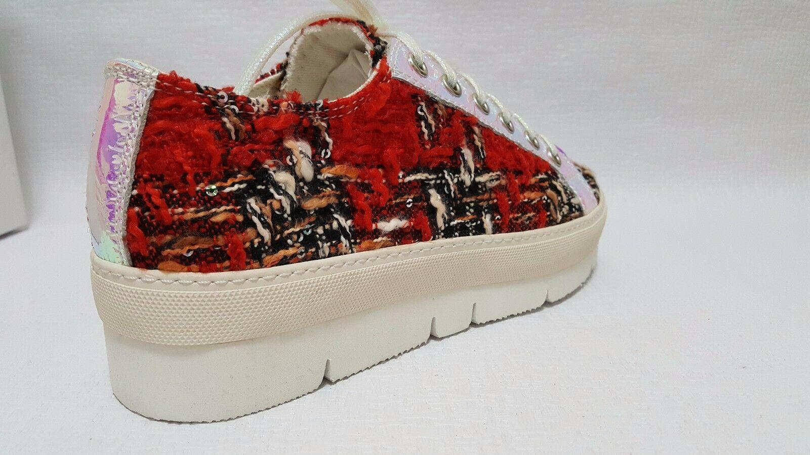 IOANNIS DELH Womens Platform Casual Red Tweed Casual Sneakers EU 39 US 8 - SVNYFancy