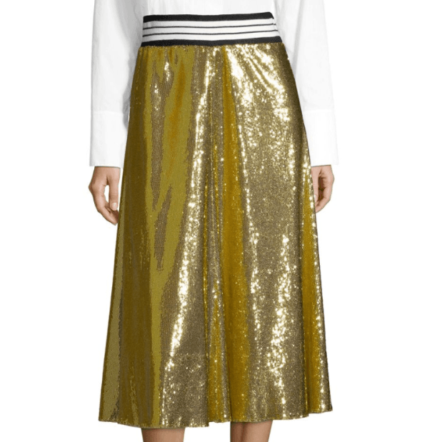 Robert Rodriguez Gold Metallic Sequin A-Line Skirt  Size XS - SVNYFancy