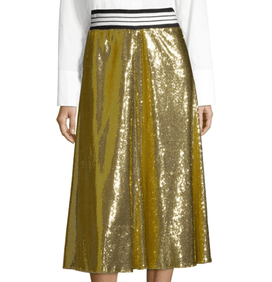 Robert Rodriguez Gold Metallic Sequin A-Line Skirt  Size XS - SVNYFancy