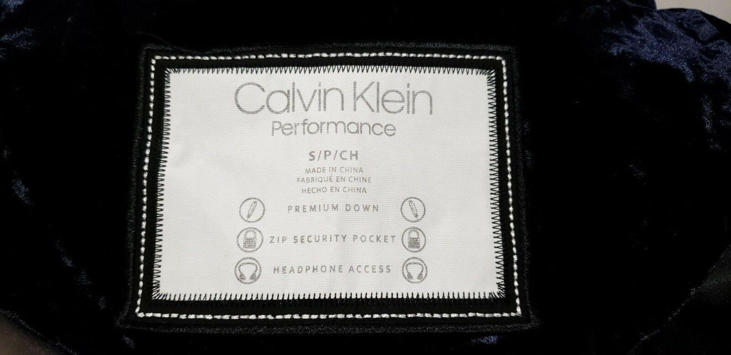 Calvin Klein Womens Dark Navy Velvet Down Puffer Winter Jacket Size S - SVNYFancy