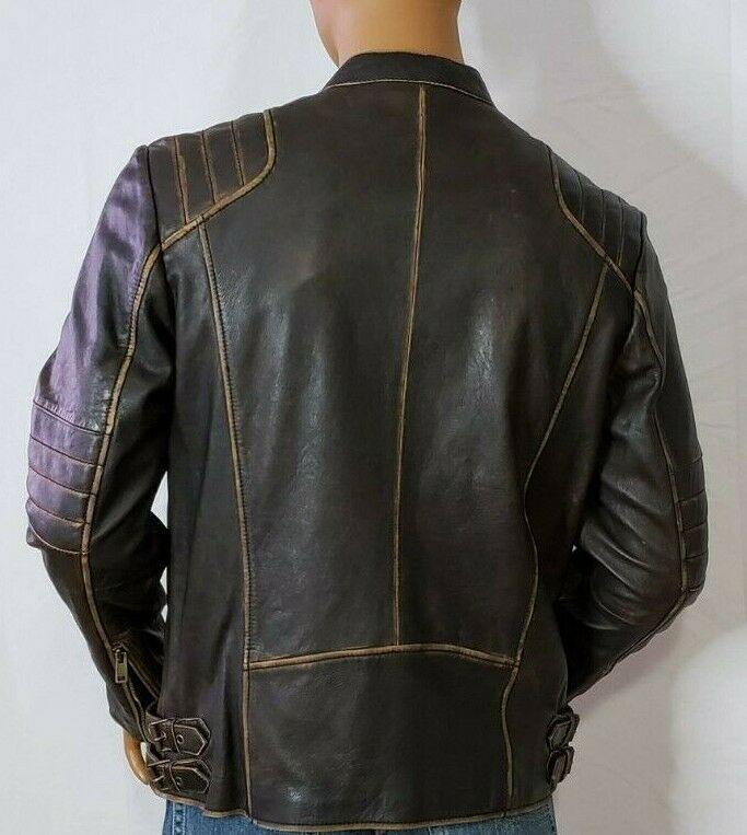 WILSONS LEATHER  Men's Dark Brown Genuine Leather Motorcycle Jacket Size M - SVNYFancy