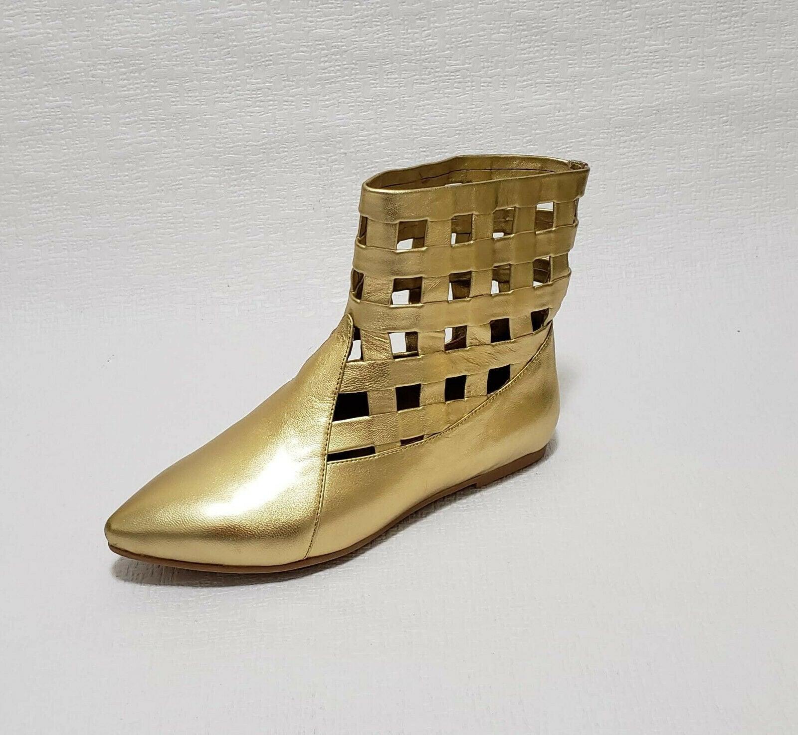 Jeffrey Campbell  Bueller Metallic Gold Womens Fashion Leather Ankle Booties US 7 - SVNYFancy