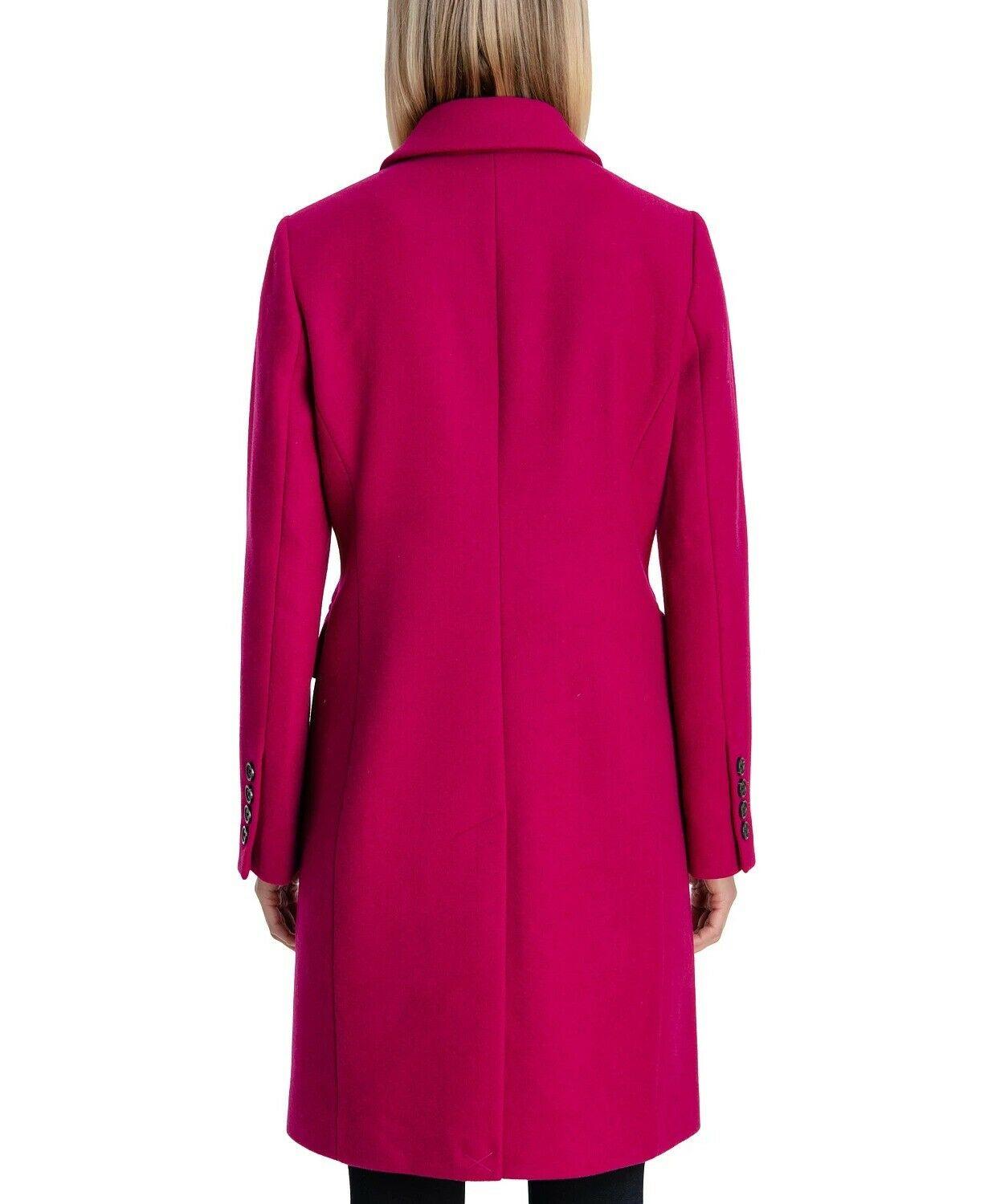 Michael Kors Wool Blend Walker Pink Coat Single Breast Color Azalea Plus Size 0X - SVNYFancy