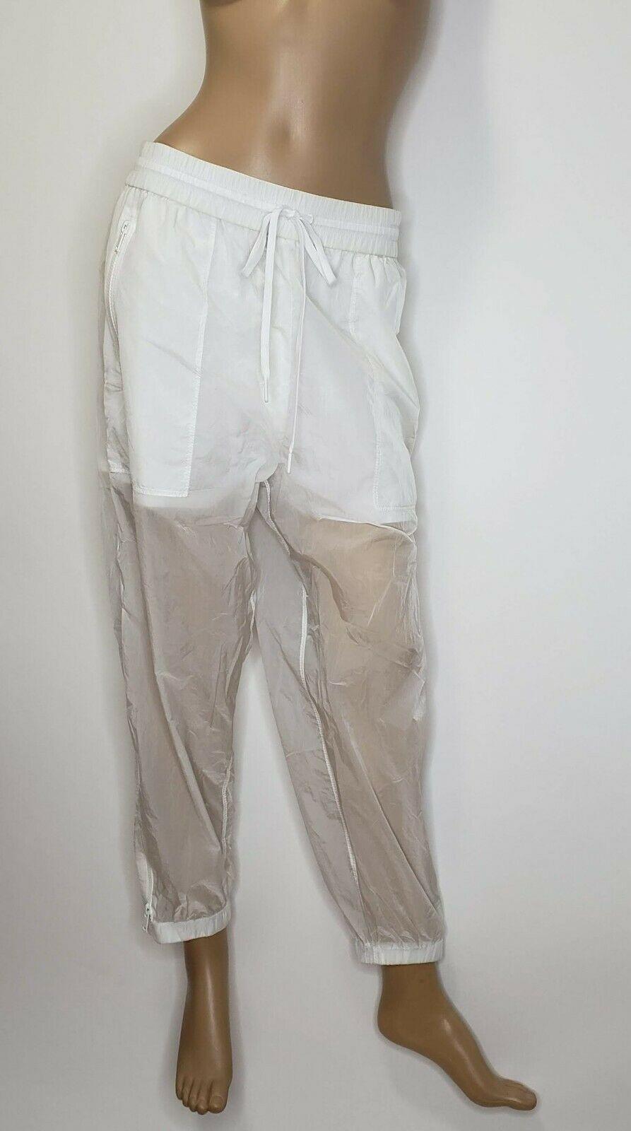 DKNY Pure White Transparent Trousers Casual Streetwear Sport Style Pants Size S - SVNYFancy