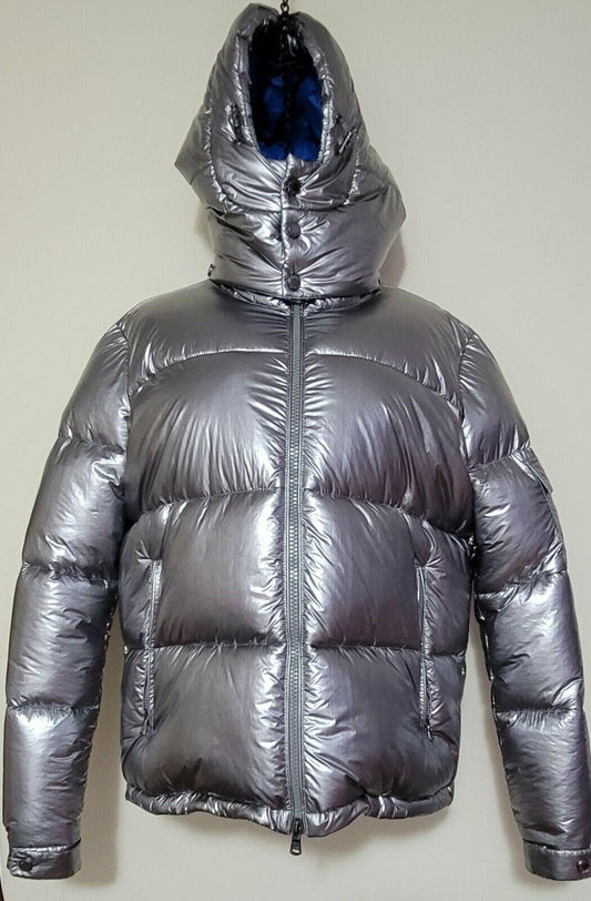 Michael Kors Silver Metallic Winter Warm Puffer Jacket Hooded Size M - SVNYFancy