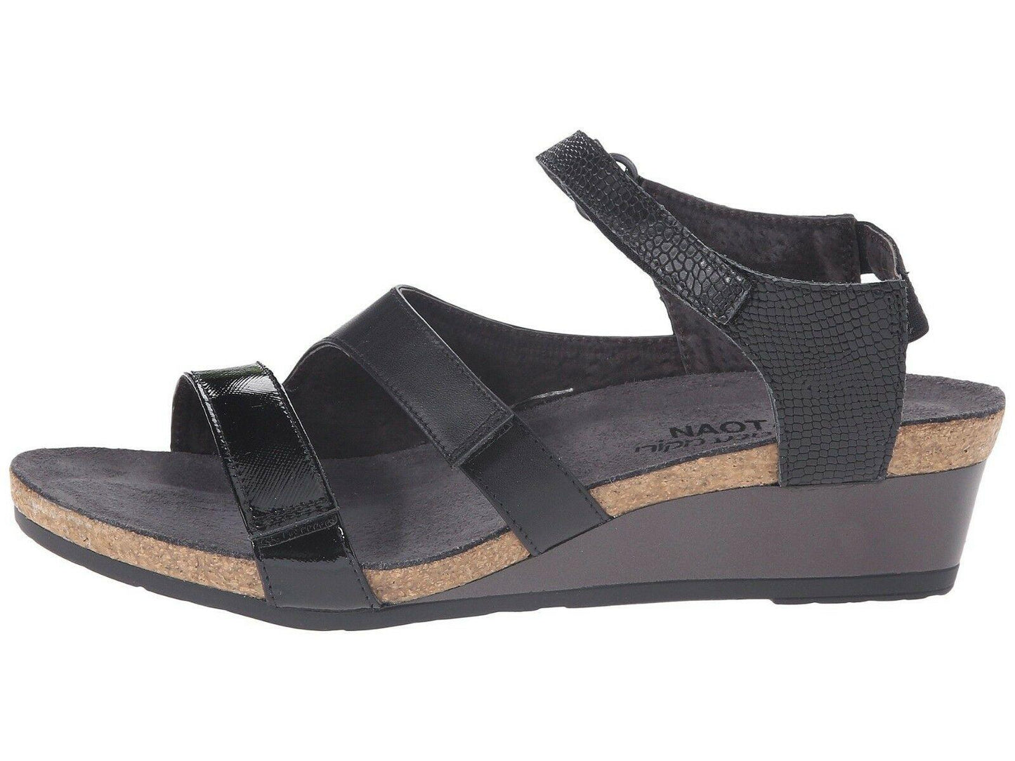 Naot Goddess Women Sandals Black Leather Shoes Wedge Platform Size EUR  42 - SVNYFancy