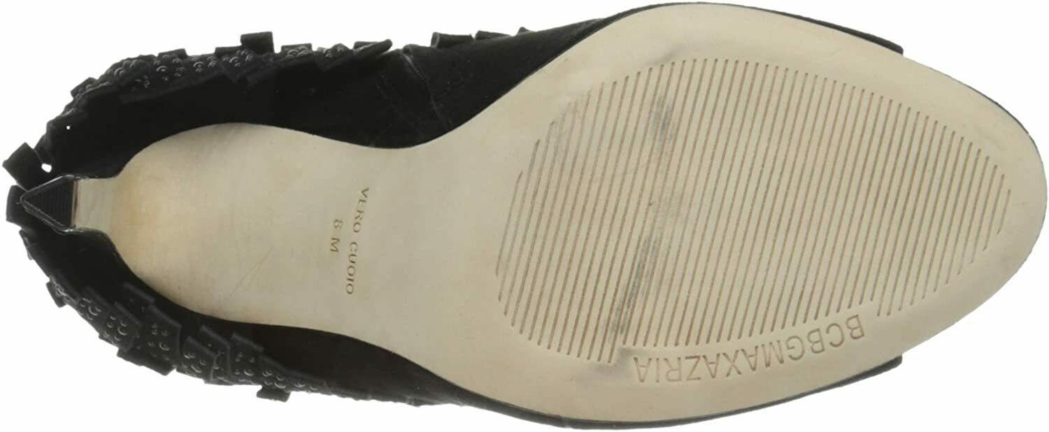 BCBGMAXAZRIA Women's Raimi Boot Black High Heel Peep Toe Fringe Ankle Booties Size US 10 - SVNYFancy