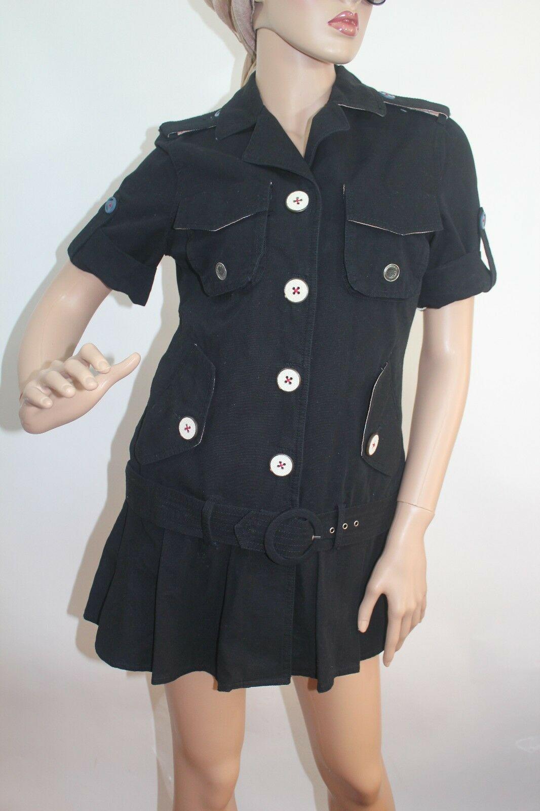 TROVATA Black Cuffed Short Sleeve Mini Lined Drop-Waist Dress Size M - SVNYFancy