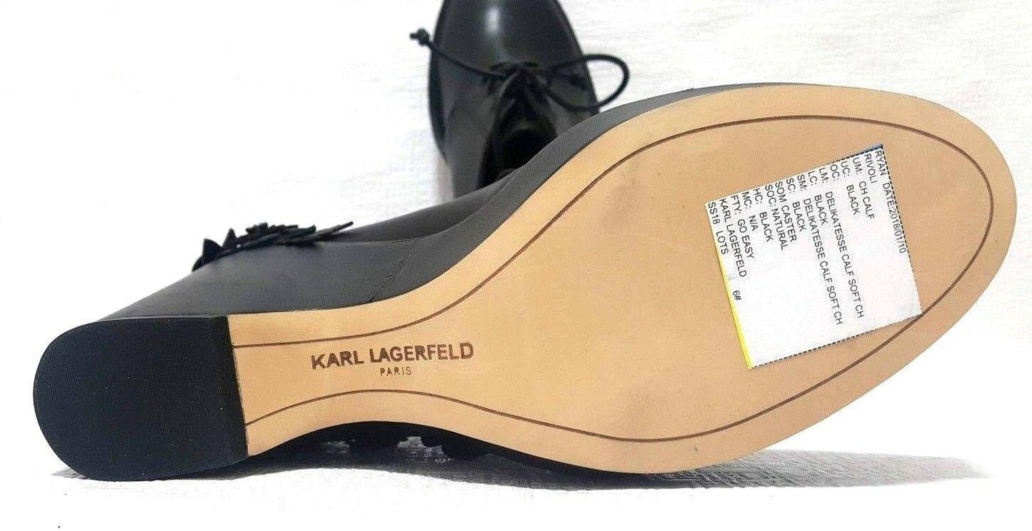 KARL LAGERFELD Black Leather Fashion Comfort Shoes Size 6 - SVNYFancy