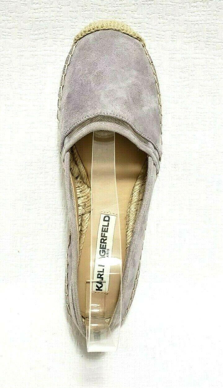 KARL LAGERFELD Gray Suede Slip On Loafer Espadrille Shoes Size 6 - SVNYFancy