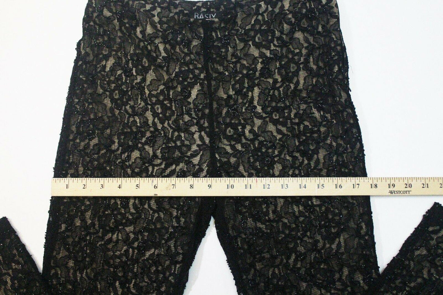 Basix Black Label Black Hand Beaded lace With beige lining Pants Size 6 - SVNYFancy