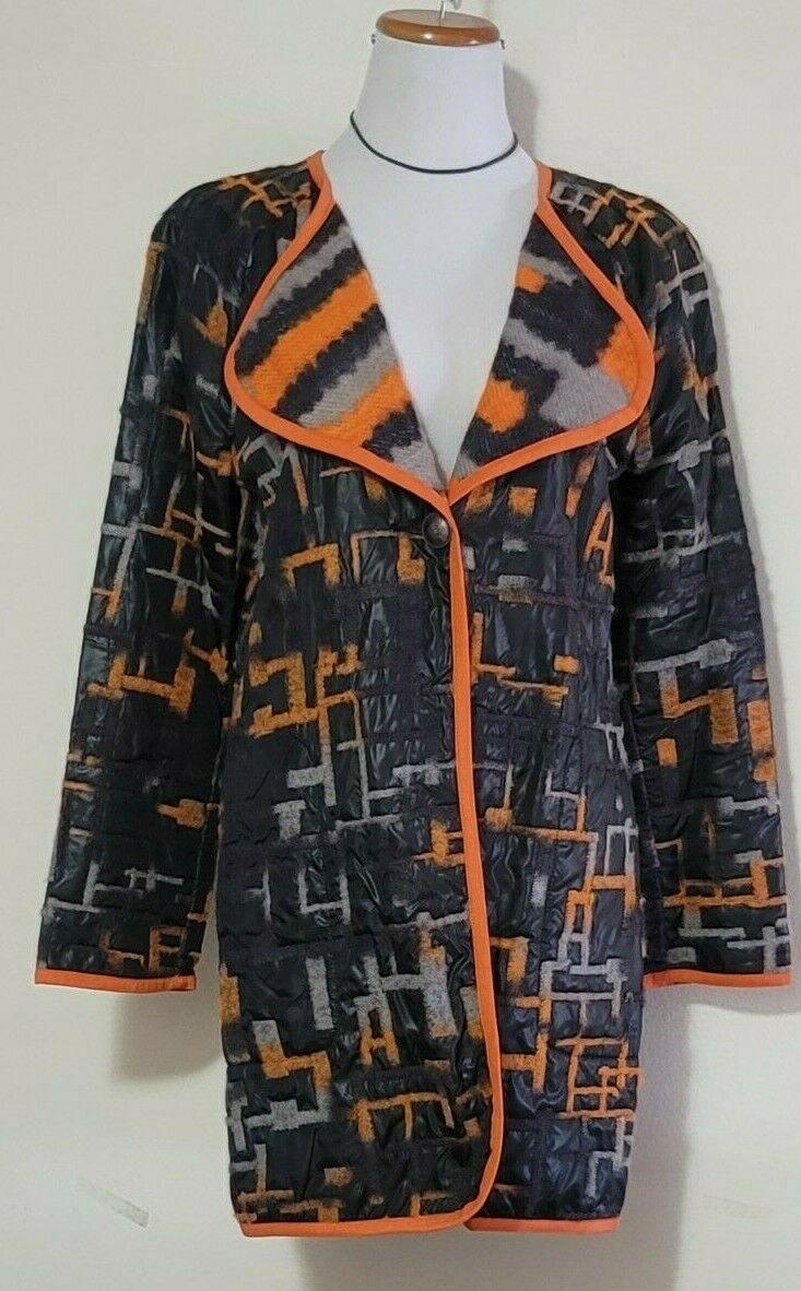SPANNER Black Orange Gray Quilted Walker Jacket Coat Size 6 - SVNYFancy