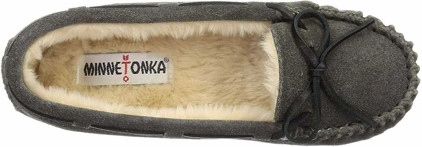 Minnetonka Women's Cally Faux Fur Slipper Grey US 10 M - SVNYFancy