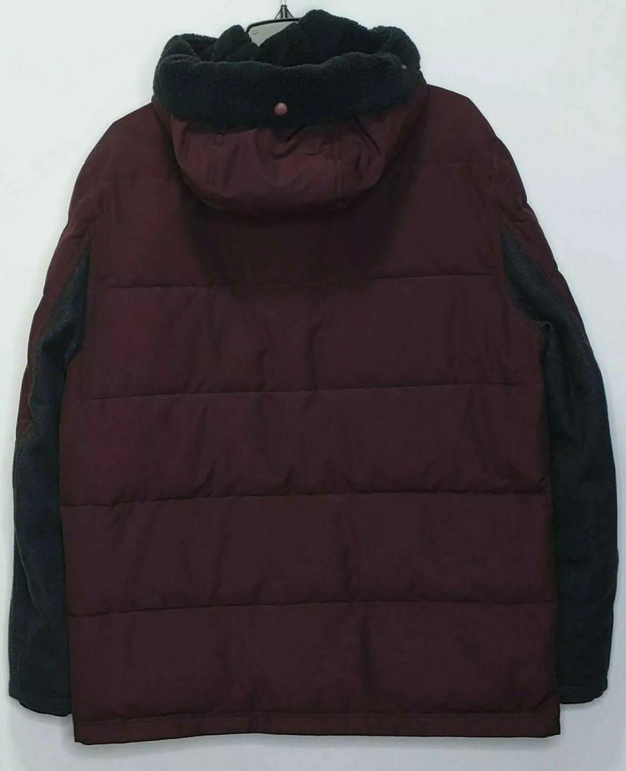 Andrew Marc Hooded Down Puffer Parka Winter Coat Jacket Maroon Grey Size M - SVNYFancy