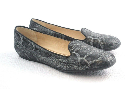 Hush Puppies Queen Womens Slip On Leather Shoes  Black White Snake Sz 9 M - SVNYFancy