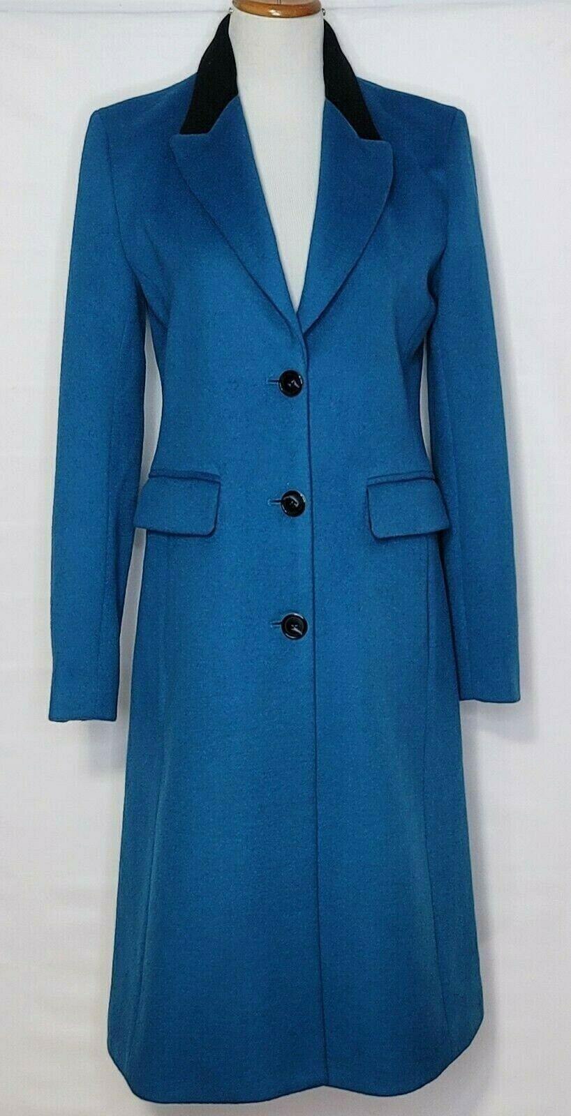 Karl Lagerfeld Women's Classic Elegant Coat Blue Wool Bland Coat Size S - SVNYFancy