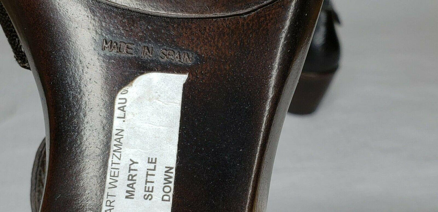 Stuart Weitzman Marty Womens Distressed Leather Dark Brown Sandals Size US 9 - SVNYFancy