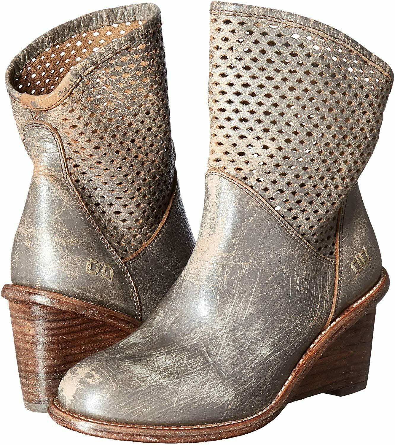 Bed Stu Duchess Smoke Grey Lux Boots Women's Distressed Booties Size US 8.5 - SVNYFancy