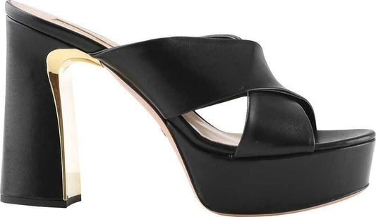 Womens Sebastian Block Heel Sandal Black Nappa Leather Size EU 37 - SVNYFancy