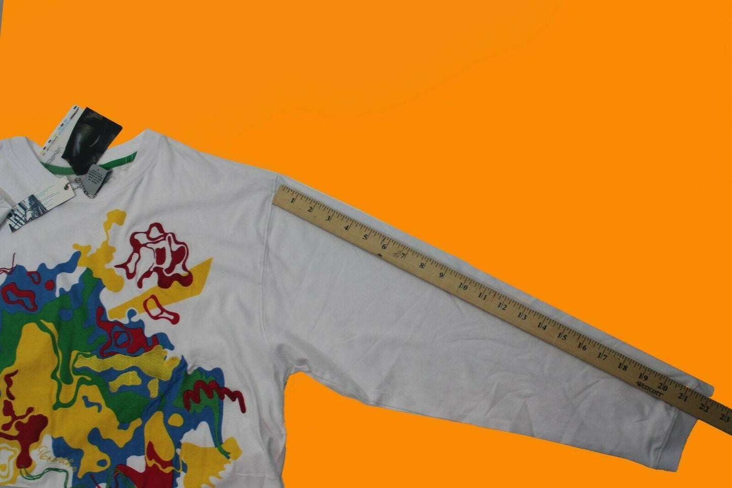 96 North Men's White Long Sleeve with Multicolor Embroidery Size L - SVNYFancy
