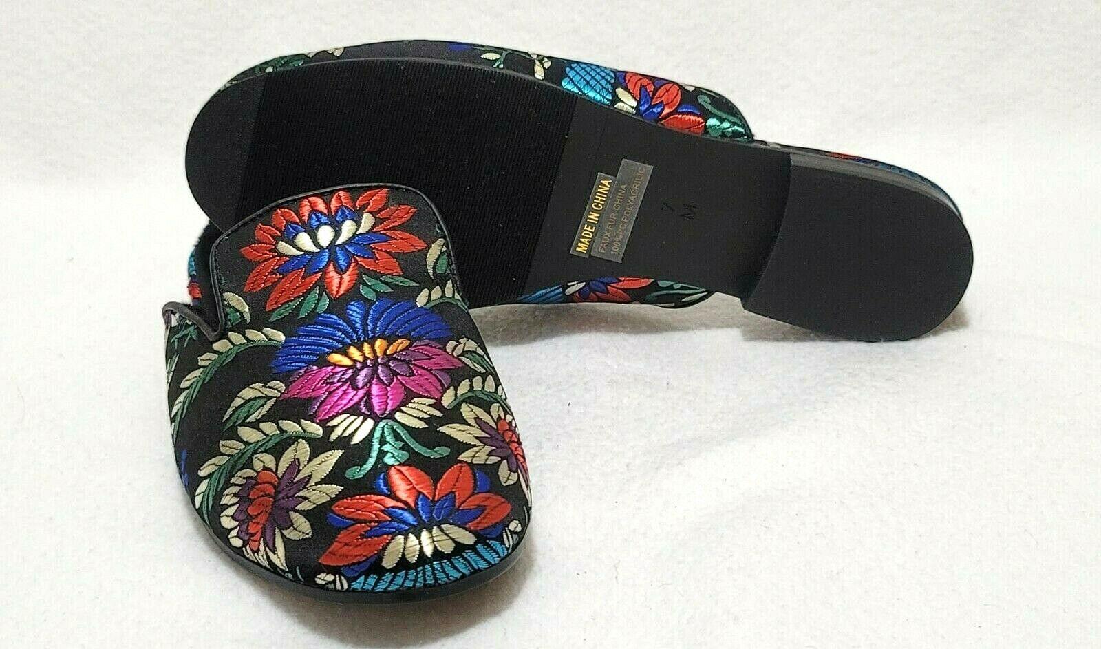 VANELi Waylin Women's Mule Jaquy Fabric Black Embroidered Flowers Shoes US 7 M - SVNYFancy