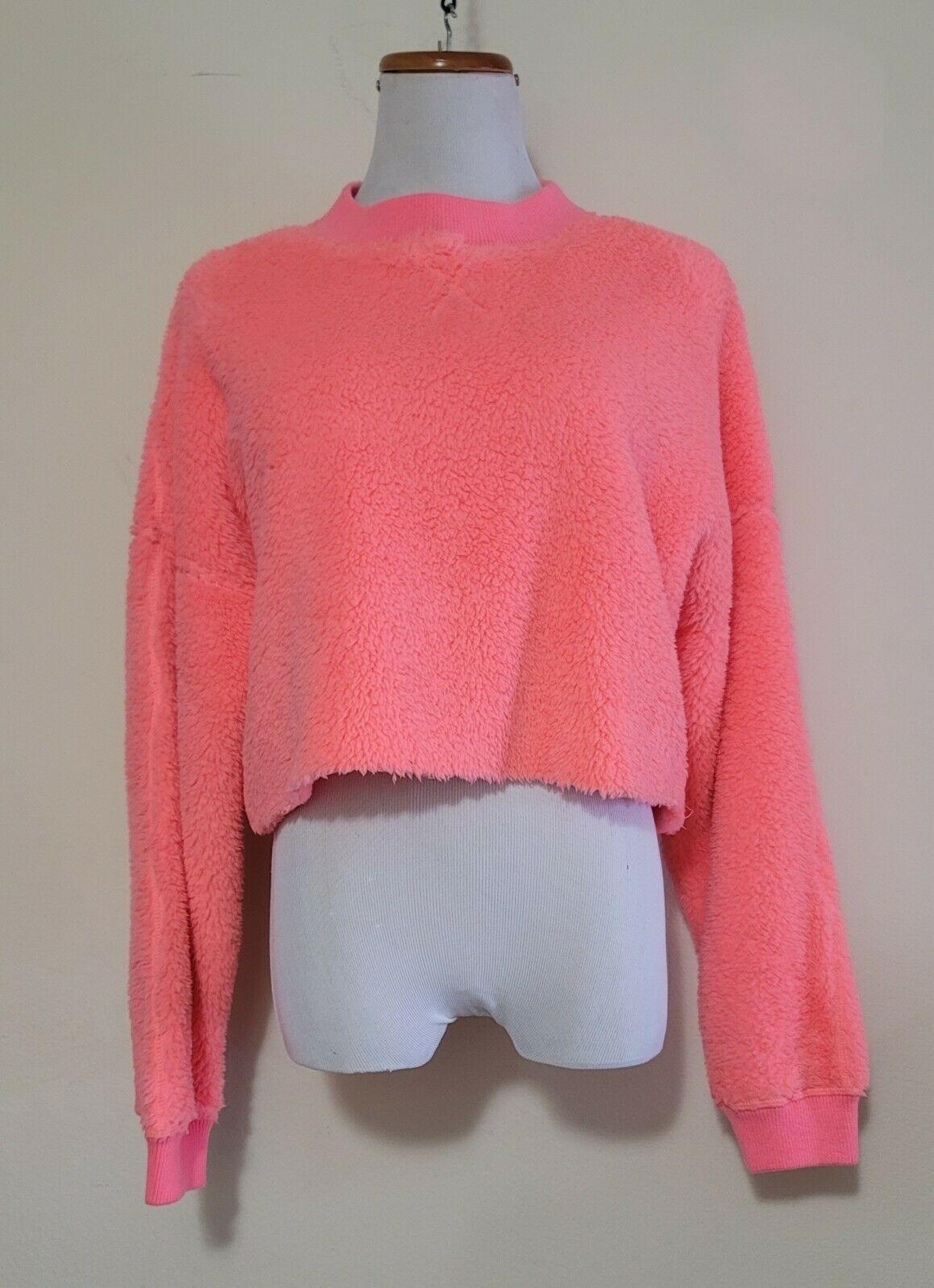 Calvin Klein Performance Women's Faux-Sherpa Cropped Pink Pullover Top Size S - SVNYFancy