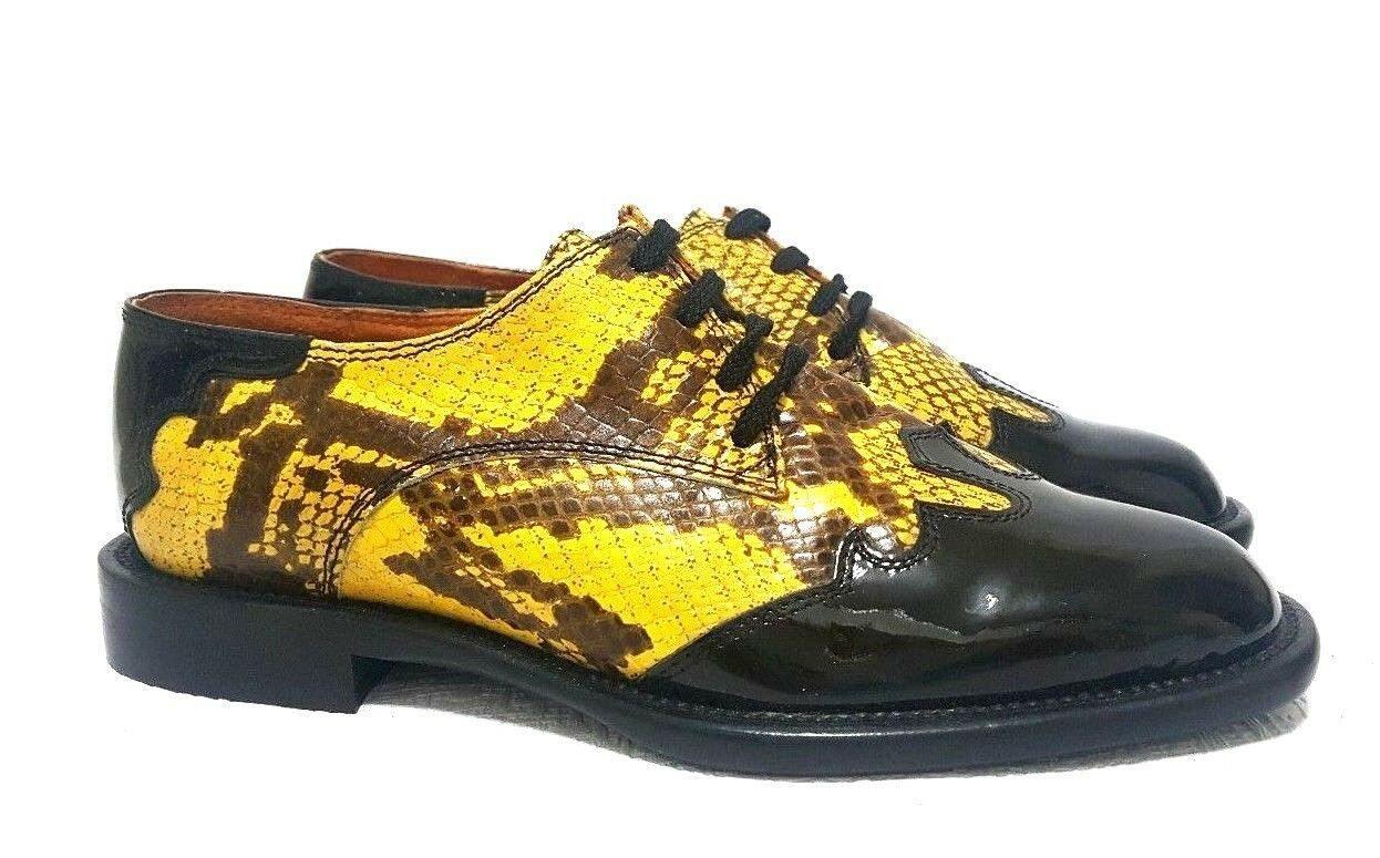 TINO LANZI Womens Leather Black Yellow Oxford Shoes Made in Italy Size 36.5 - SVNYFancy