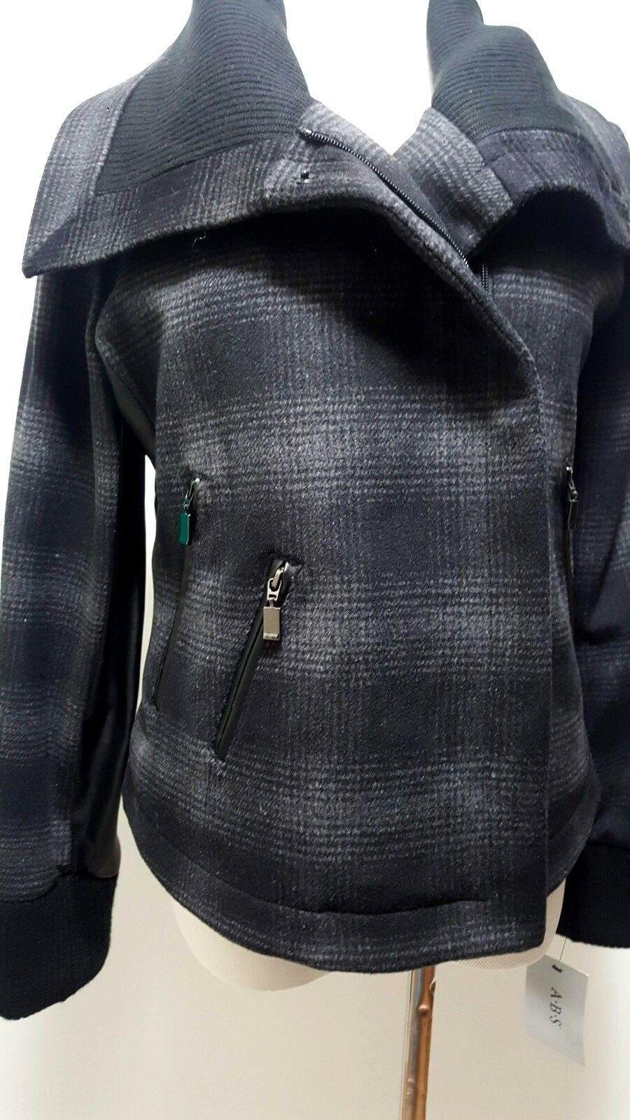 A.B.S. Silver Label Womens Plaid Wool Blend Asymmetric Zipper Coat Jacket Size M - SVNYFancy
