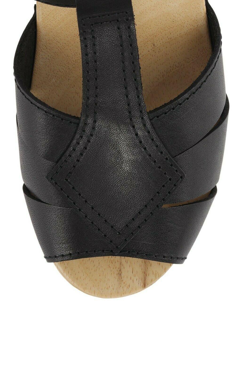 Jeffrey Campbell Donostia Clog Wooden Leather Sandal Black Size EU 38 Spain - SVNYFancy