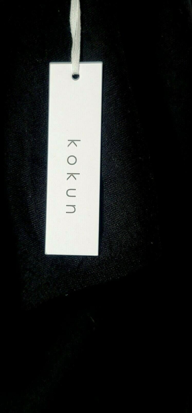 Kokun Wool Cashmere Blend Black Asymmetrical Off-the-Shoulder Ruffle Sweater M - SVNYFancy