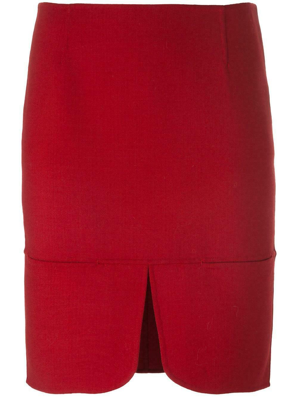 DKNY Front Slit Skirt 618 SCARLET Women Straight Wool Skirt Size 8 - SVNYFancy